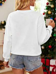Women Plus Size Sports Sweatshirts - White - View 2