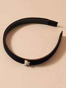 1 buc. Bandă de păr cu fundă de cristal flocate, design de nișă cu agrafe de păr late antiderapante, accesoriu elegant pentru părul femeilor