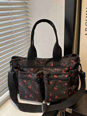 Fashionable Minimalist Large Capacity Multi-Pocket Shoulder Tote Bag, Suitable For School, Work, Travel And Business