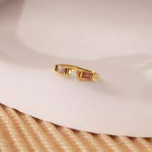 1pc Personalized Birthday Gemstone Ring, Gift For Mom, Double Diamond Rectangular Birthday Gemstone Ring, 2pcs Birthday Gemstone Rings, Personalized Birthday Gift, Mother's Day Jewelry, Stackable Ring, Bridesmaid Gift - Yellow Gold - View 3