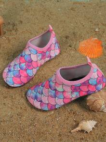 儿童卡通鲨鱼印花水上乐园水鞋，透气速干沙滩浮潜鞋，防滑软底水袜，男女童通用 - 彩色 - 查看 15