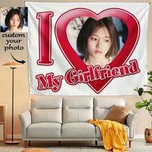 1pc Customized Flag - "I Love" Theme Flag - Add Your Own Image And Text - Face Cutout - Suitable For Birthday, Wedding, Halloween, Christmas, Party, Father's Day, Mother's Day, Valentine's Day, Easter, Home Decor, Anniversary, Graduation, Housewarming, Birthday, Sofa, Bed, Car, Tea Room, Bedroom, Living Room, Indoor Home, Outdoor Flag - Can Also Be Used For Custom Tapestry, Garden Flag, Custom Flag - "I Love" Themed Garden Flag - View 18