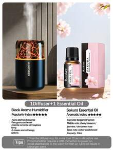 1 pieza Difusor de aroma volcánico de 180ml de capacidad (alimentado por USB). 2 modos de niebla, funcionamiento silencioso, 5 aromas (fragancia oceánica), se puede usar como ambientador de coche y difusor de aceites esenciales para el hogar. - Blanco y negro - Ver 29