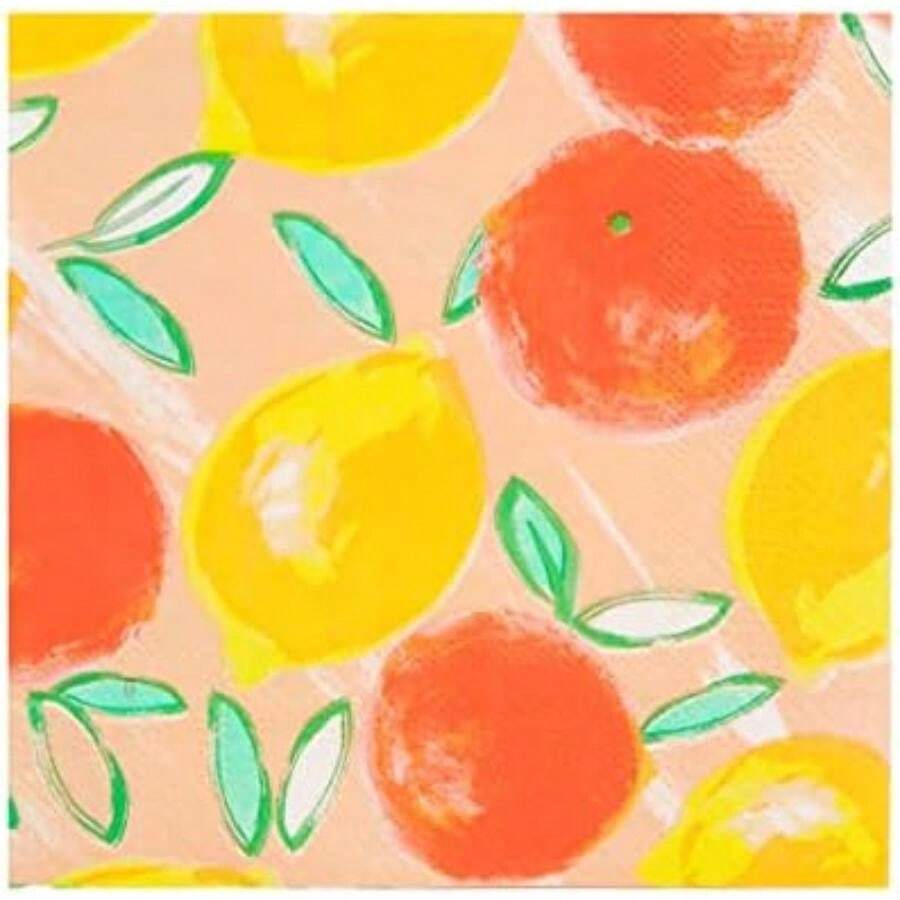 Talking Tables 20 servilletas cítricas limones y naranjas | Servilletas de papel coloridas para decoupage | vajilla desechable para fiesta de verano, comida aire libre en el jardín, picnic(Rosa Mittel) - Multicolor - Ver 1