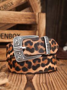 1pc Retro Western Style Personalized Buckle PU Printed Design Unisex Casual Fashion Belt - Patterned Pin Buckle - View 21
