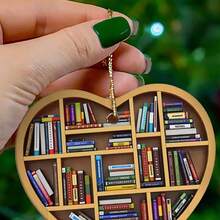 Vintage Acrylic Christmas Ornaments Set For Tree Decorations Book Lover Theme Car Accessories Holiday Decor - Multicolor - View 6