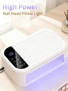 XEIJAYI [美国插头] 1 件 LED 手枕光疗灯 UV 胶水烘干机，快速指甲烘干机指甲油固化 UV 灯，带 5 个定时器，适用于手指甲、脚趾甲沙龙（白色） - 美規A型插(110-127V) - 查看 3