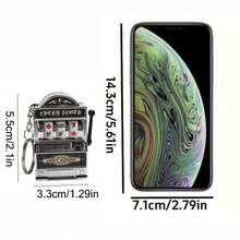 1pc Mini Slot Machine Keychain, Mini Casino Lucky Charm Keyring, Pocket Stress Relief Toy Pendant - Multicolor - View 3