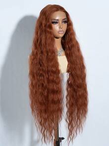 42 Inch Long Wavy Synthetic Lace Front Wigs With Baby Hair Blonde And Orange 13*6*1 T-Part Lace Wig Half Hand Tied 130% Density Wigs For Women Cosplay Party Use - Multicolor - View 6