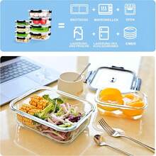 ERUIV 8 X 1520 Ml Glass Containers For Food Preparation, Glass Containers For Food Storage, Freezer Container Set With Steam Vent, Transparent Glass Containers With Lids, Glass Storage Containers - 8x1520ml - 查看 5