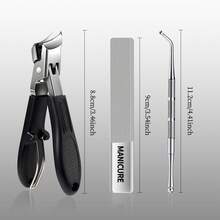 3pcs Black Oblique Nail Clippers Set, Stainless Steel Anti-Splash Toenail Scissors, Manicure Tools, Personal Care Tools For Finger And Toenail Care - Multicolor - View 7