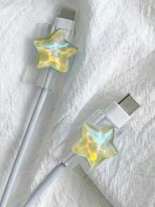 2 件星形保护数据线套装，带线绕装置、充电线保护线夹和线咬合器、线保护器、充电器保护器