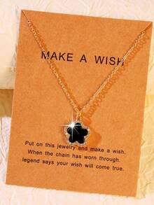 1件幸运四叶草吊坠女士项链，镶嵌水钻，是派对和约会礼物的完美之选。 - 黑色項鍊 - 查看 4