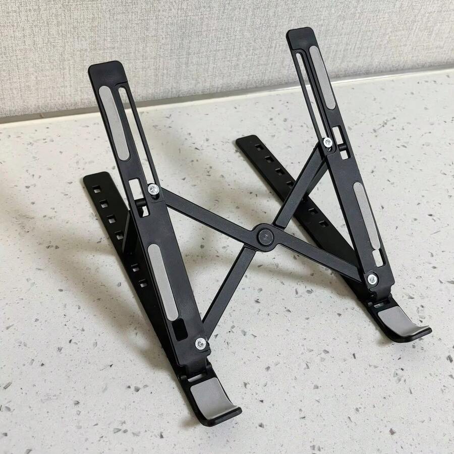 Single-Fork Foldable Laptop Stand, Adjustable Height Cooling Pad Holder, Suitable For All Laptops, Made Of ABS - 黑色 - 查看 1