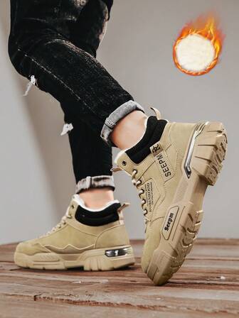 Mid-Top Casual Versatile Fashion Sneakers For Men, Featuring Suede-Like Texture With Distinct Vintage Aesthetics, Meticulously Stitched Durable Construction Suitable For Outdoor Activities