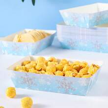 10/24pcs Snowflake Disposable Party Food Boxes, Fries Boxes, Popcorn Boxes, Suitable For Lunch Box, Bakery Bread, Burger Restaurant - Multicolor - View 1