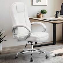 Office Desk Ergonomic Gaming Chair High Back Adjustable Computer Chair With Wheels And Lumbar Support Comfy Leather Executive Swivel (White) - trắng - Xem 9