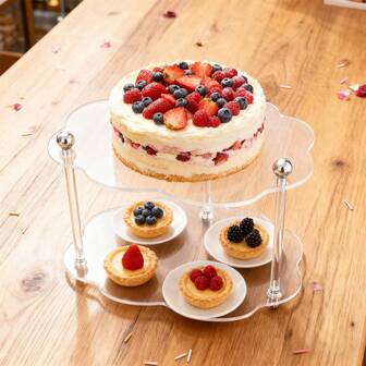 1 pieza Soporte acrílico para cupcakes, forma asimétrica para exhibición de postres de boda, cumpleaños y pastelería, vitrina decorativa transparente