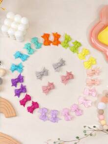 40个1.4英寸可爱迷你时尚蝴蝶结发夹，缎带蝴蝶结发夹，适合女婴