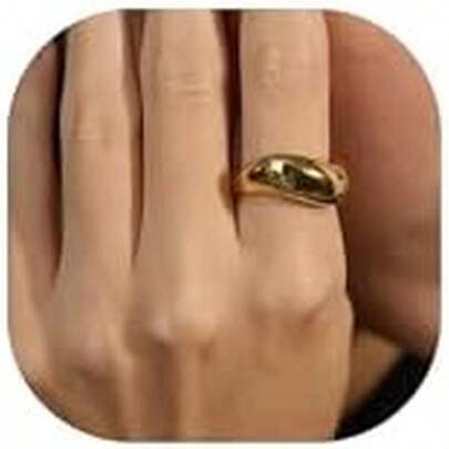 Mchic Gold Rings For Women, Chunky Thumb Ring 18K Gold/Silver Plated Twisted Wave Band Stackable Rings, Non Tarnish Gold Jewelry, Size 6 7 8 9