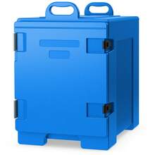 COSTWAY End-Loading Insulated Food Pan Carrier Hot & Cold 5 Food Pan Capacity With Handles - 藍色 - 查看 9