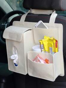 5-Color Foldable Car Seat Back Organizer - Multi-Compartment Design, Durable Fabric & Strap Material, Suitable For Storing Travel Essentials, Snacks, Toys - Fits All Vehicle Models, Convenient In-Car Storage & Organization, Fun Design, Sturdy Structure, Can Be Used As Car Tissue Box Holder, Tissue Bag, Trunk Organizer, Car Accessories - Multicolor - View 8