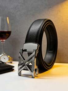 Men's New Letter Buckle Leather Belt, Casual Business Waist Belt, Versatile For Commuting, Boyfriend/Father Gift, High-Quality, - Multicolor - View 24