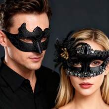 Couples Masquerade Makeup Role Play Party Masks Set, Venetian Carnival Plastic Halloween Costume Masks, Suitable For Men And Women - Multicolor - View 3