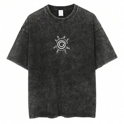Women  Men  Washed T Shirt Black Japanese Anime Print Short Sleeve T Shirt Summer  Vintage T-Shirt Harajuku CottonA Youthful And Fashionable Design,T-Shirt - Halloween Christmas Gift,Back To School