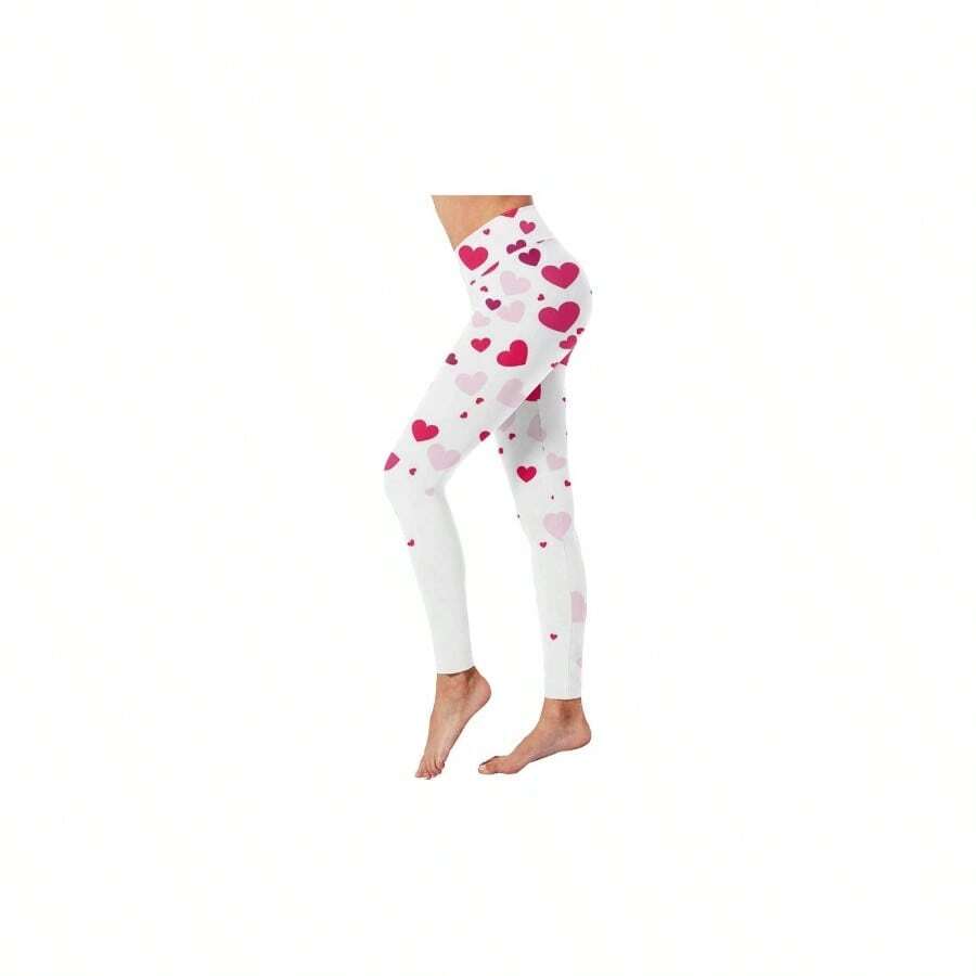 Mallas de Cintura Alta para Mujer, con Estampado del Da de San Valentn, Pantalones de compresin Pilates Modesto trmicas Bohemia Delgado Delgado mallones - Rosa fucsia + 2XL - Ver 1