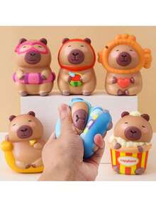 1/3pcs - Capybara Party Favors, Cute Animal Decorations, Classroom Rewards, Gift Basket Fillers, Perfect Holiday Gifts, Durable Rubber Material, Unique Animal Decor, Great For Party Favors, Holiday Gifts, Birthday Gifts, Valentine's Day Gifts, Party Supplies - Multicolor - View 1