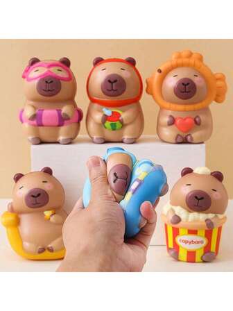 1/3件装 - 水豚派对礼物，可爱动物装饰品，课堂奖励，礼篮填充物，完美节日礼物，耐用橡胶材质，独特动物装饰品，非常适合派对礼物、节日礼物、生日礼物、情人节礼物、派对礼物