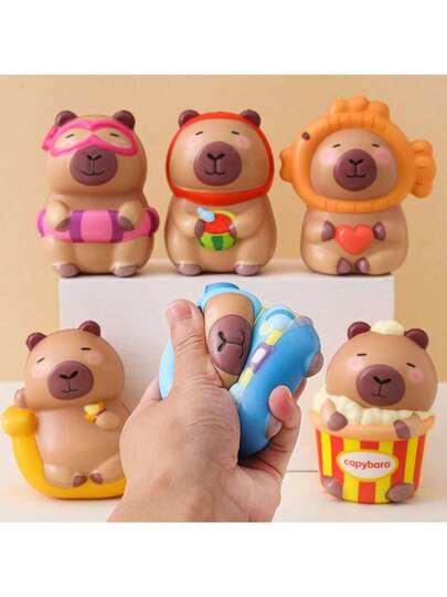 1/3 st - Kapybara-festgåvor, söta djurdekorationer, klassrumsbelöningar, presentkorgfyllningar, perfekta julklappar, slitstarkt gummimaterial, unik djurdekor, perfekt för festgåvor, julklappar, födelsedagspresenter, alla hjärtans dag-presenter, festtillbehör