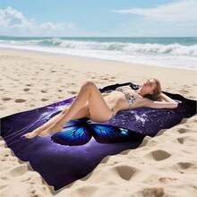 1pc Creative Colorful Butterfly Print Beach Towel, Super Absorbent Pool Towel, Non-Stick Sand, Extra Large Beach Blanket, Ultra-Fast Drying Swimming Towel, Suitable For Travel, Pool, Diving, Surfing, Yoga, Camping, Motorcycle Club Gatherings, Beach Essential - Multicolor - View 11