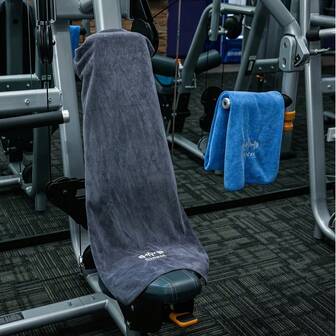 Premium Double-Sided Microfiber Sports Towel, Ultra-Absorbent & Quick-Drying Fitness Towel For Gym, Workout, Yoga, And Outdoor Activities – Soft, Lightweight Gym Towel With Stylish "Fitness" Heartbeat Pattern, Reversible Blue & Gray Design, Multipurpose Sweat Towel For Men & Women, Durable Exercise Towel Ideal For Training Sessions