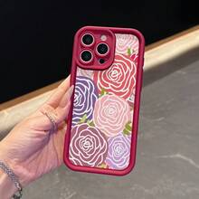 La elegante y sencilla carcasa de teléfono anti - caída con diseño floral es adecuada para los modelos  17, 16, 15, 14, 13, 12, 11 Pro / air / xR / XS y  s25 / S24 / S23 / S22 / Fe / plus, construida con material tpu, que proporciona protección de amortiguación contra caídas. Adecuado para regalar amigos y regalos de San valentín. - Negro - Ver 8