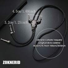 Corbata Vaquera 4PK, Corbatin Vaquero Hombre, Collar Vaquero Mujer Accesorios Vaqueros Ajustable, Hecha a Mano Hombre Corbatas Tipo Bolo, Estilo Clásico Occidental Calavera Buey para Disfraz Halloween - Plata Antigua 4 piezas - Ver 5