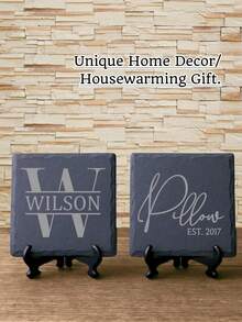 Personalized Stone Coaster, Custom Wedding Gift | Personalized Housewarming Gift Set | Personalized Engraved Stone Coasters, Beverage Coasters, Desktop Coasters, Gift For Dad, Christmas & New Year Gift, Custom Text And Drink Picture Ornament, Tea Coffee Gin Beer Wine Whisky Laser Engraved Gift, - Multicolor - View 5