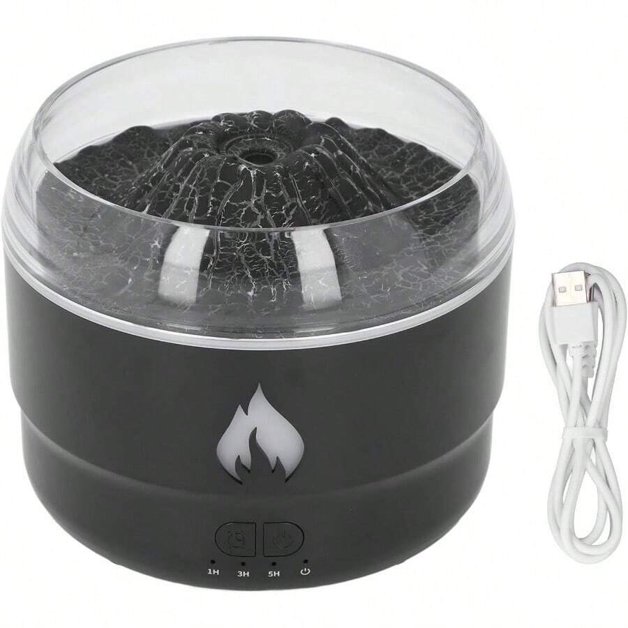 Flame Essential Oil Diffuser 280ml Humidifier Color Quiet Aromatherapy Diffuser Home Bedroom Office Waterless Auto Off Black - negro - Ver 1