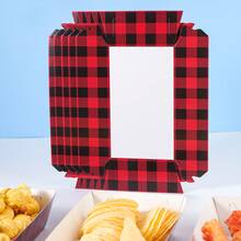 10/24pcs Red & Black Plaid Party Food Boxes, Fries Boxes, Popcorn Boxes, Popcorn Boxes, Birthday Party Decor And Home Movie Night Snack Boxes, Suitable For Lunch Box, Bakery Bread, Burger Restaurant - Multicolor - View 5