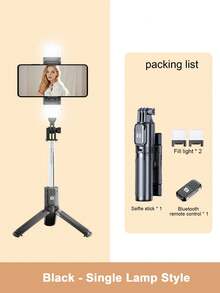 STICKMAG 27.2 Inch/69cm Wireless Bluetooth Selfie Stick Tripod With LED 3-Level Selfie Light, 360° Rotation Stainless Steel Anti-Shake, Compatible With IPhone 16/15/14/13/12/11e/Max/Pro/Xs/Xr/X/Plus, Galaxy S25/S24/S23/S22 Ultra And Other Android Smartphones, Suitable For Travel And Selfie