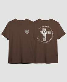 Unisex T-Shirt Saint Benedict Catholic Crux Sacra Sit Mihi Lux Medal Sacred Cross Religious Patron Saint - 鏽棕色 - 查看 3