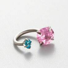Horseshoe Rod Super Shiny  Earrings Blue Diamond Ear Bone Studs Light Luxury High-End Feel Ear Piercing Earrings - Small Lake Blue Diamond + Large Pink Diamond [Single Pack] - View 13
