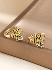 1 par de pendientes lindos de abeja, adecuados como regalo para mujeres para asistir a fiestas, compromisos, aniversarios, el Día de San Valentín y otras ocasiones - 1# - Ver 6
