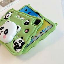 Custodia in silicone 3D kawaii a forma di panda per iPad 9.7 pollici, con cordino regolabile, protezione completa del corpo e antiurto per iPad 5/6/Air1/2/Pro 2016 - Multicolore - Visualizzare 9
