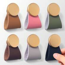 2pcs Triangle PU Leather Cabinet Knobs - Perfect For Dressers, Drawers, And Doors - Includes 22mm Mounting Screws - Multicolor - View 2