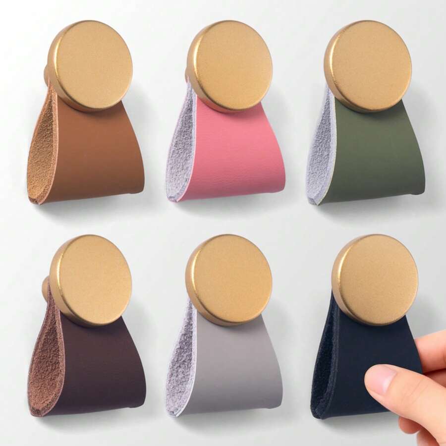 2pcs Triangle PU Leather Cabinet Knobs - Perfect For Dressers, Drawers, And Doors - Includes 22mm Mounting Screws