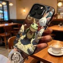 Funda de Teléfono Transparente con Impresión de Grupo de Animales Lindos para iPhone 14 13 12 Pro Max y  Galaxy S23 S22 S21, Opción de Regalo Ideal para Todas las Estaciones - Negro - Ver 7