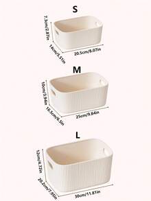 1pc Cream-Colored Rectangular Desktop Storage Box - Multifunctional Organizer Basket, Can Store Cosmetics, Snacks, Toys And Miscellaneous Items, Essential For Daily Home Organization - Multicolor - View 10