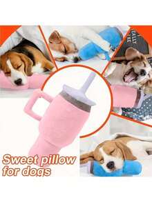 逼真杯状宠物咀嚼玩具，耐用毛绒发声狗狗玩具，带手柄，趣味互动咀嚼游戏玩具 - 紅色 - 查看 10